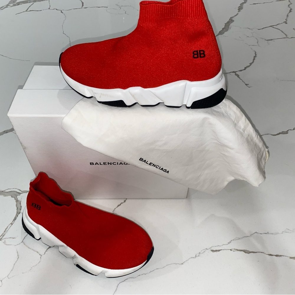 Balenciaga Kids Red Knit Sneakers